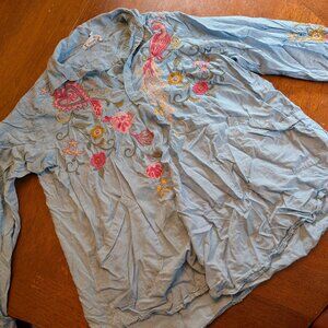Johnny Was Brand, Embroidered Shirt, Women's XL, with pockets